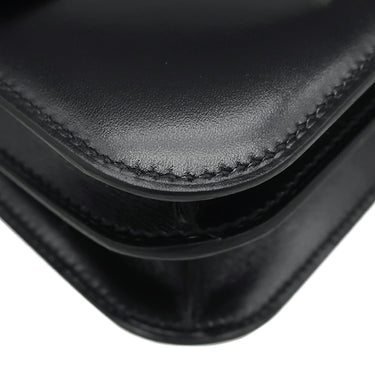 エルメス HERMES コンスタンス3 ミニ ミロワール ブラック ボックスカーフ ショルダーバッグ シルバー金具 黒