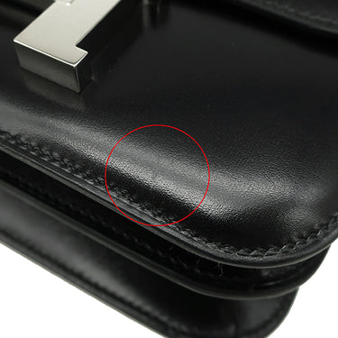 エルメス HERMES コンスタンス3 ミニ ミロワール ブラック ボックスカーフ ショルダーバッグ シルバー金具 黒