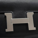 エルメス HERMES コンスタンス3 ミニ ミロワール ブラック ボックスカーフ ショルダーバッグ シルバー金具 黒