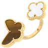ヴァンクリーフアーペル Van Cleef & Arpels ラッキーアルハンブラ アントレ レ ドア VCARN05800 イエローゴールド K18YG タイガーアイ マザーオブパール #51(JP11) リング 指輪 茶 白 11号