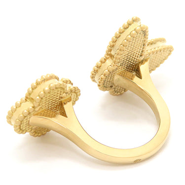 ヴァンクリーフアーペル Van Cleef & Arpels ラッキーアルハンブラ アントレ レ ドア VCARN05800 イエローゴールド K18YG タイガーアイ マザーオブパール #51(JP11) リング 指輪 茶 白 11号