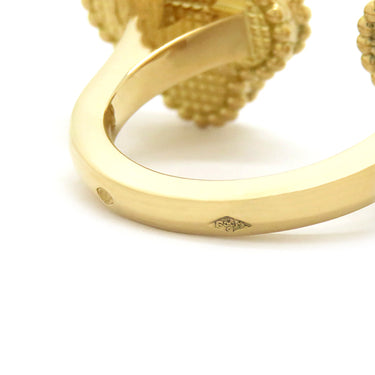 ヴァンクリーフアーペル Van Cleef & Arpels ラッキーアルハンブラ アントレ レ ドア VCARN05800 イエローゴールド K18YG タイガーアイ マザーオブパール #51(JP11) リング 指輪 茶 白 11号