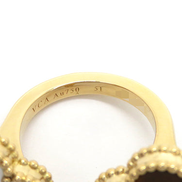 ヴァンクリーフアーペル Van Cleef & Arpels ラッキーアルハンブラ アントレ レ ドア VCARN05800 イエローゴールド K18YG タイガーアイ マザーオブパール #51(JP11) リング 指輪 茶 白 11号