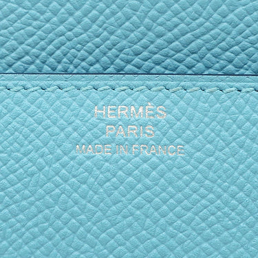 エルメス HERMES コンスタンス ロング ブルーノール ヴォーエプソン 長財布 シルバー金具 水色 二つ折り財布 ラッカー金具