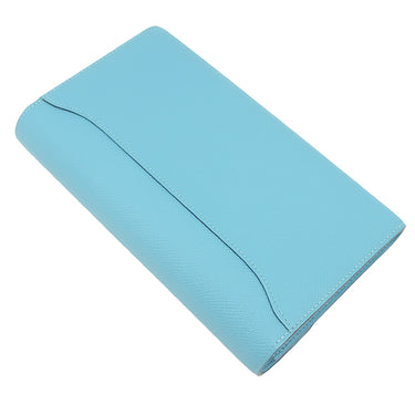 エルメス HERMES コンスタンス ロング ブルーノール ヴォーエプソン 長財布 シルバー金具 水色 二つ折り財布 ラッカー金具