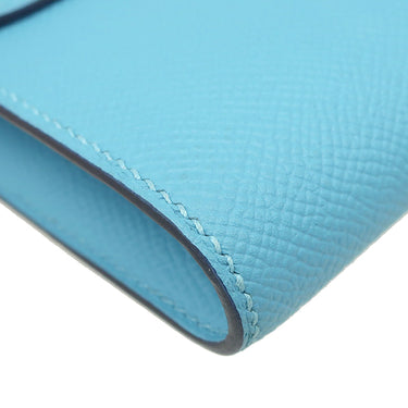 エルメス HERMES コンスタンス ロング ブルーノール ヴォーエプソン 長財布 シルバー金具 水色 二つ折り財布 ラッカー金具