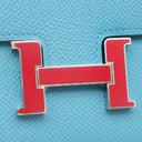 エルメス HERMES コンスタンス ロング ブルーノール ヴォーエプソン 長財布 シルバー金具 水色 二つ折り財布 ラッカー金具