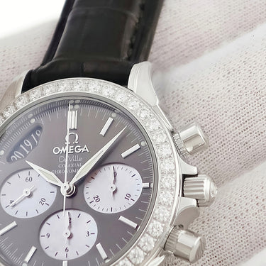 腕時計 オメガ OMEGA デ ヴィル コーアクシャル クロノグラフ 4877.60.37 自動巻き レディース 純正ダイヤ デイト クロノメーター