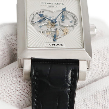 腕時計 ピエールクンツ PIERREKUNZ キュピドン M102STR 手巻き メンズ OH済み K18WG無垢 ハート レトログラード スケルトン 角型