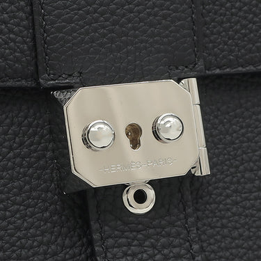 エルメス HERMES サックアデペッシュ 21 ブラック トゴ ショルダーバッグ シルバー金具 黒