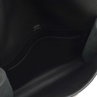 エルメス HERMES サックアデペッシュ 21 ブラック トゴ ショルダーバッグ シルバー金具 黒