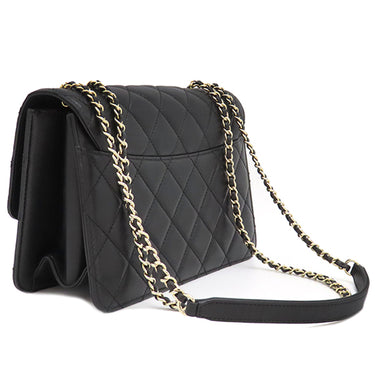 シャネル CHANEL マトラッセ ビューティーロック ブラック レザー ショルダーバッグ チェーンショルダー ココマーク 黒