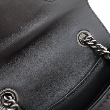 グッチ GUCCI グッチシマ ホースビット エミリー 369622 ブラック レザー ショルダーバッグ ガンメタル金具 黒 チェーンショルダー