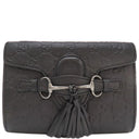 グッチ GUCCI グッチシマ ホースビット エミリー 369622 ブラック レザー ショルダーバッグ ガンメタル金具 黒 チェーンショルダー