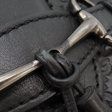 グッチ GUCCI グッチシマ ホースビット エミリー 369622 ブラック レザー ショルダーバッグ ガンメタル金具 黒 チェーンショルダー
