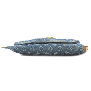 ルイヴィトン LOUIS VUITTON フラットショッパー M95018 モノグラムデニム モノグラムデニム トートバッグ ゴールド金具 ハンドバッグ 青