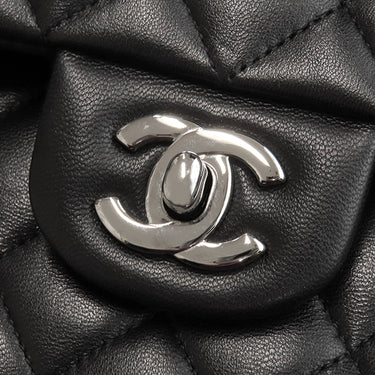 シャネル CHANEL マトラッセ 25 フラップバッグ A01112 ブラック ラムスキン ショルダーバッグ シルバー金具 黒 ダブルフラップ ダブルチェーン Wチェーン
