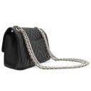 シャネル CHANEL シェブロン 2.55 20 ブラック レザー ショルダーバッグ シルバー金具 黒 Wチェーン Vステッチ