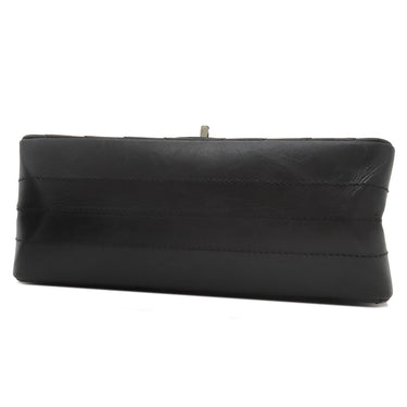 シャネル CHANEL シェブロン 2.55 20 ブラック レザー ショルダーバッグ シルバー金具 黒 Wチェーン Vステッチ
