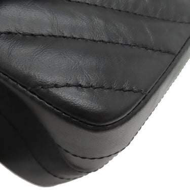 シャネル CHANEL シェブロン 2.55 20 ブラック レザー ショルダーバッグ シルバー金具 黒 Wチェーン Vステッチ