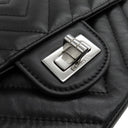 シャネル CHANEL シェブロン 2.55 20 ブラック レザー ショルダーバッグ シルバー金具 黒 Wチェーン Vステッチ