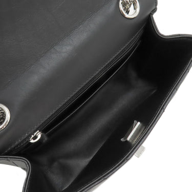シャネル CHANEL シェブロン 2.55 20 ブラック レザー ショルダーバッグ シルバー金具 黒 Wチェーン Vステッチ