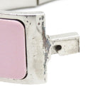 エルメス HERMES クリッククラックH GM ピンク×シルバー メタル エナメル ブレスレット シルバー金具 Hブレス