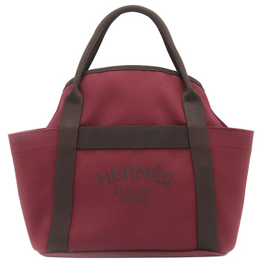 エルメス HERMES サックドパンサージュ グルーム ルージュアッシュ コットン ポリウレタン ポリアミド 2WAYバッグ シルバー金具 赤 ショルダー トート