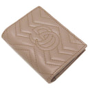 グッチ GUCCI ダブルG カードケース ウォレット 466492 ベージュ シェブロンキルティングレザー 二つ折り財布 ゴールド金具 コンパクトウォレット