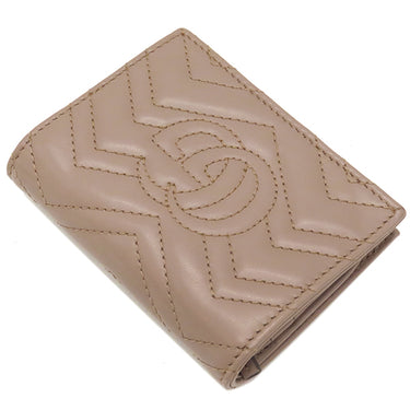 グッチ GUCCI ダブルG カードケース ウォレット 466492 ベージュ シェブロンキルティングレザー 二つ折り財布 ゴールド金具 コンパクトウォレット