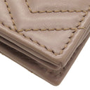 グッチ GUCCI ダブルG カードケース ウォレット 466492 ベージュ シェブロンキルティングレザー 二つ折り財布 ゴールド金具 コンパクトウォレット