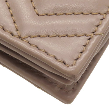 グッチ GUCCI ダブルG カードケース ウォレット 466492 ベージュ シェブロンキルティングレザー 二つ折り財布 ゴールド金具 コンパクトウォレット