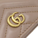 グッチ GUCCI ダブルG カードケース ウォレット 466492 ベージュ シェブロンキルティングレザー 二つ折り財布 ゴールド金具 コンパクトウォレット