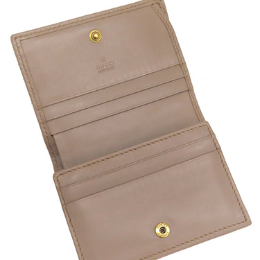 グッチ GUCCI ダブルG カードケース ウォレット 466492 ベージュ シェブロンキルティングレザー 二つ折り財布 ゴールド金具 コンパクトウォレット
