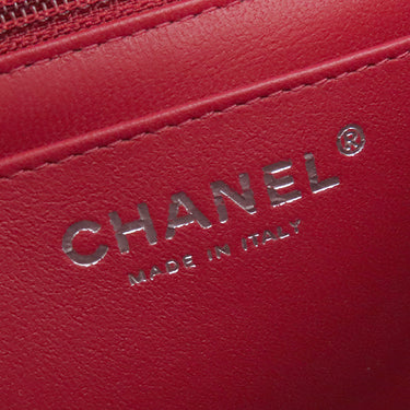 シャネル CHANEL マトラッセ ミニ フラップバッグ レッド ラムスキン ショルダーバッグ シルバー金具 赤