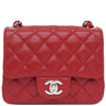 シャネル CHANEL マトラッセ ミニ フラップバッグ レッド ラムスキン ショルダーバッグ シルバー金具 赤