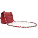 シャネル CHANEL マトラッセ ミニ フラップバッグ レッド ラムスキン ショルダーバッグ シルバー金具 赤