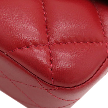 シャネル CHANEL マトラッセ ミニ フラップバッグ レッド ラムスキン ショルダーバッグ シルバー金具 赤