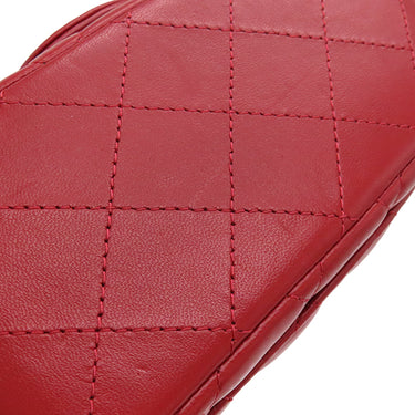 シャネル CHANEL マトラッセ ミニ フラップバッグ レッド ラムスキン ショルダーバッグ シルバー金具 赤