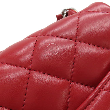 シャネル CHANEL マトラッセ ミニ フラップバッグ レッド ラムスキン ショルダーバッグ シルバー金具 赤