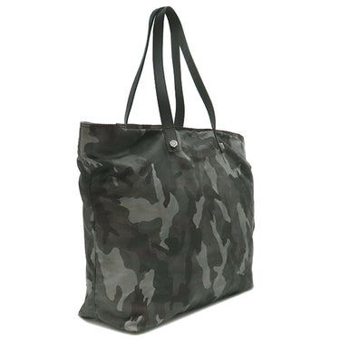 プラダ PRADA 迷彩柄 三角ロゴプレート VA0883 カーキ×ブラック ナイロン トートバッグ シルバー金具 黒 緑 カモフラ柄