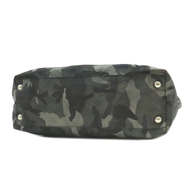 プラダ PRADA 迷彩柄 三角ロゴプレート VA0883 カーキ×ブラック ナイロン トートバッグ シルバー金具 黒 緑 カモフラ柄