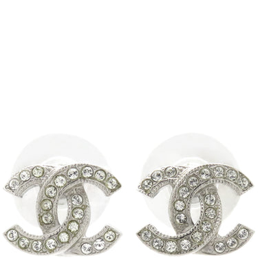 シャネル CHANEL ココマーク ハート シルバー メタル ラインストーン ピアス CCマーク