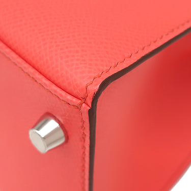 エルメス HERMES ケリー28 外縫い ローズテキサス ヴォーエプソン 2WAYバッグ シルバー金具 ショルダー