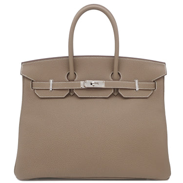 エルメス HERMES バーキン35 エトゥープ トゴ ハンドバッグ シルバー金具 グレージュ