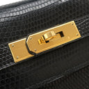 エルメス HERMES ケリー32 外縫い ブラック リザード 2WAYバッグ ゴールド金具 黒
