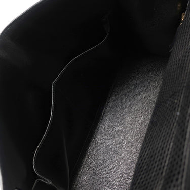 エルメス HERMES ケリー32 外縫い ブラック リザード 2WAYバッグ ゴールド金具 黒