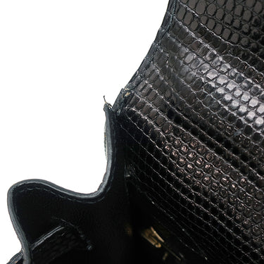 エルメス HERMES ケリー32 外縫い ブラック リザード 2WAYバッグ ゴールド金具 黒