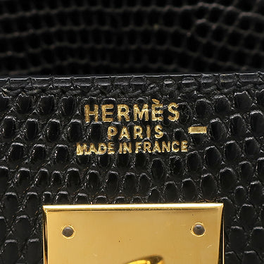 エルメス HERMES ケリー32 外縫い  ブラック リザード 2WAYバッグ ゴールド金具 黒