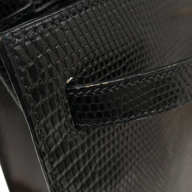 エルメス HERMES ケリー32 外縫い ブラック リザード 2WAYバッグ ゴールド金具 黒